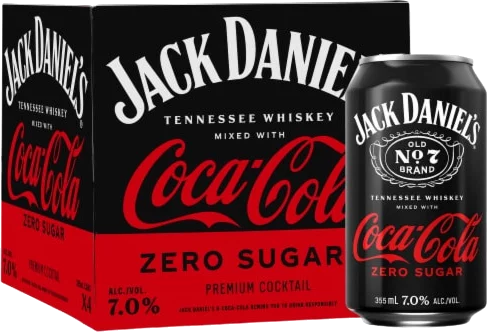 JACK WHISKEY ZERO COLA 4PK